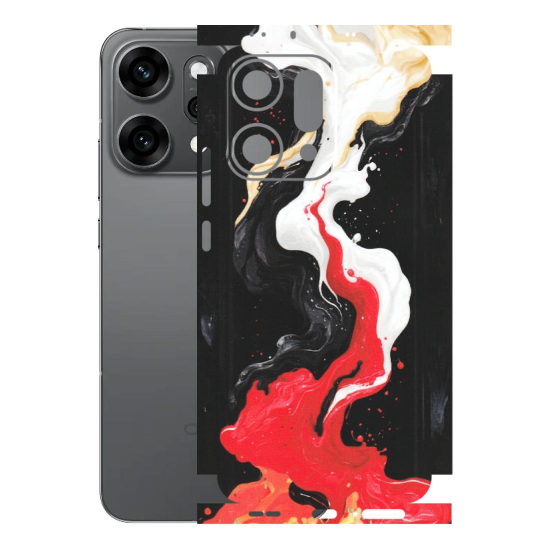 OPPO Phone Skins 2025 (All Models) - Black Red White Paint Splash Fusion - Matte Finish (M-56) Oppo Reno 14 Pro 5G