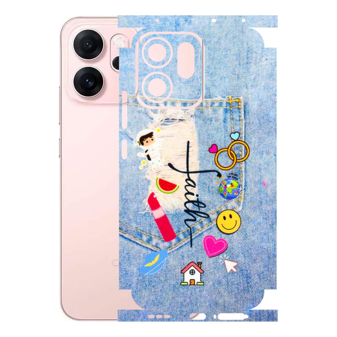OPPO Phone Skins 2025 (All Models) - Denim Jeans Pocket - 3D Embossed Finish (L-134) Oppp Reno 14F 5G