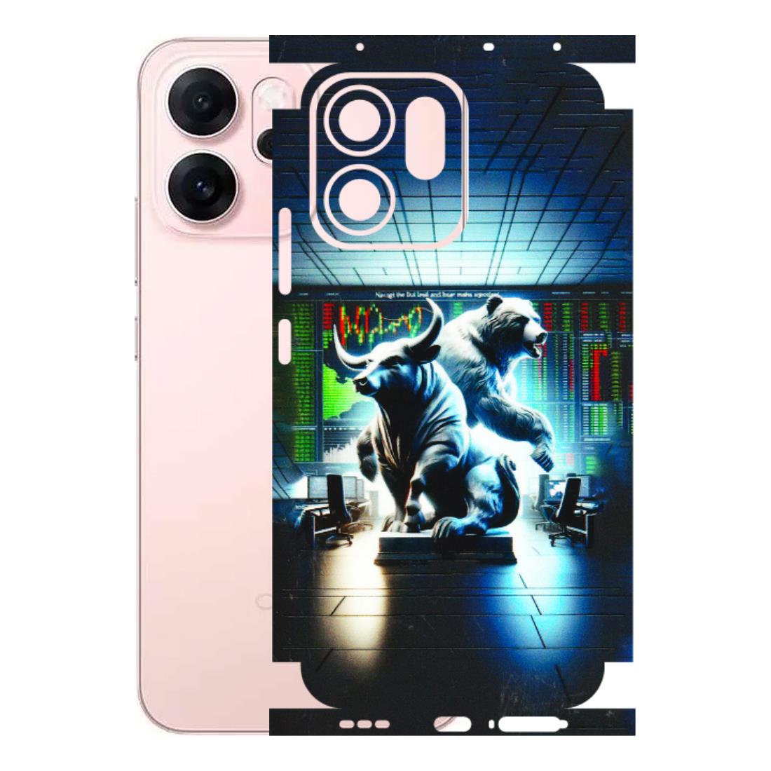 OPPO Phone Skins 2025 (All Models) - Stock Market Sensex Bear vs Bulls - 3D Embossed Finish (L-15) Oppp Reno 14F 5G
