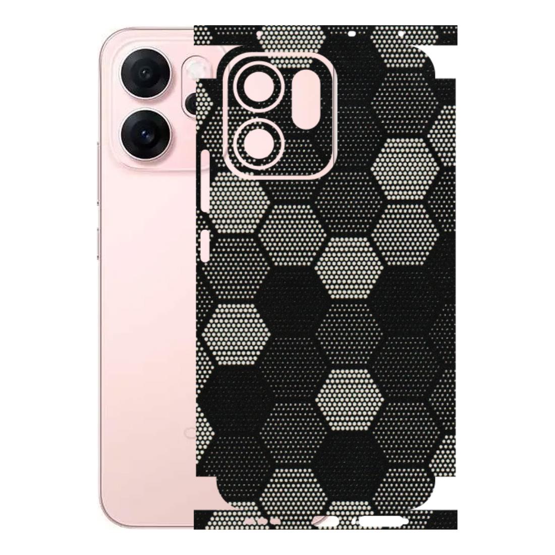 OPPO Phone Skins 2025 (All Models) - Black & White Dotted Honeycomb - 3D Embossed Finish (L-202) Oppp Reno 14F 5G