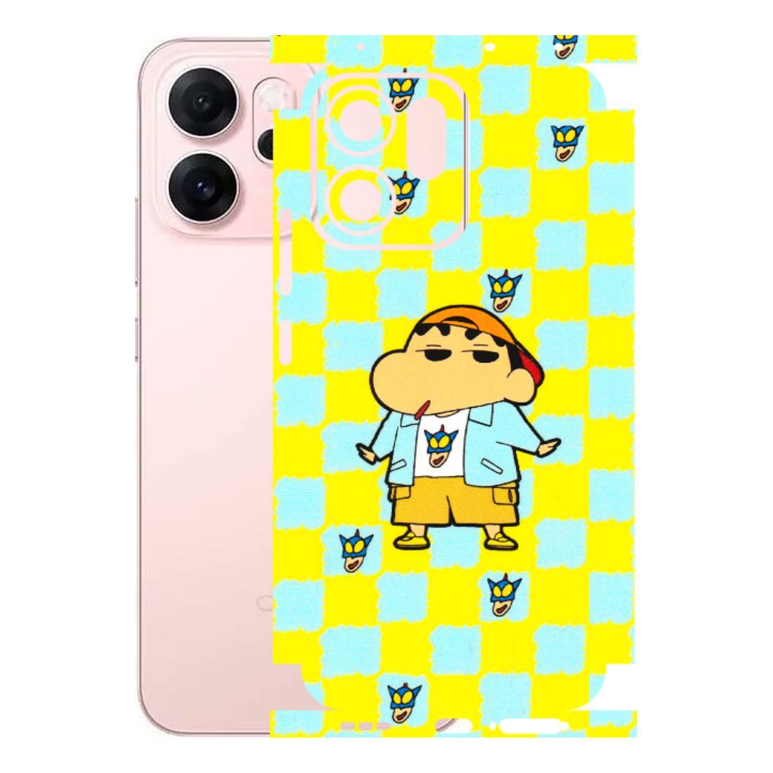 OPPO Phone Skins 2025 (All Models) - Yellow Blue Shinchan Cute - 3D Embossed Finish (L-221) Oppp Reno 14F 5G