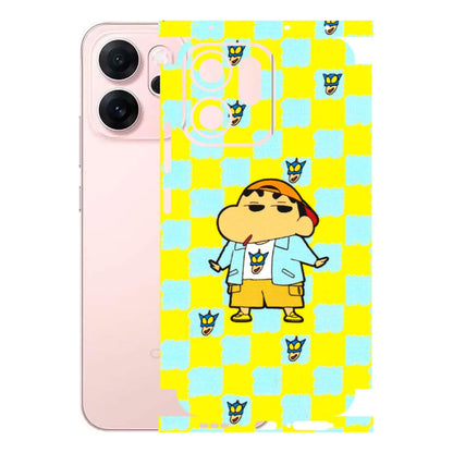 OPPO Phone Skins 2025 (All Models) - Yellow Blue Shinchan Cute - 3D Embossed Finish (L-221) Oppp Reno 14F 5G