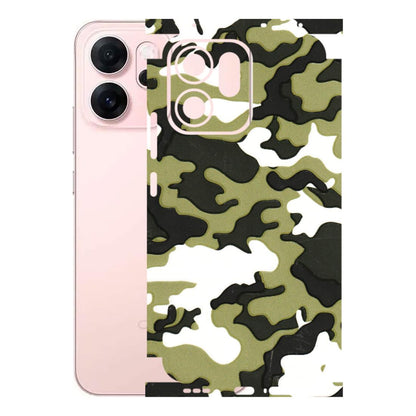 OPPO Phone Skins 2025 (All Models) - Camouflages White And Green - 3D Embossed Finish (L-243) Oppp Reno 14F 5G