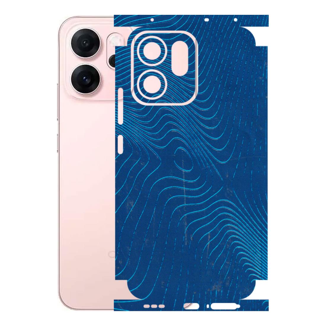 OPPO Phone Skins 2025 (All Models) - Abstract Blue Line Map Latest - 3D Embossed Finish (L-272) Oppp Reno 14F 5G