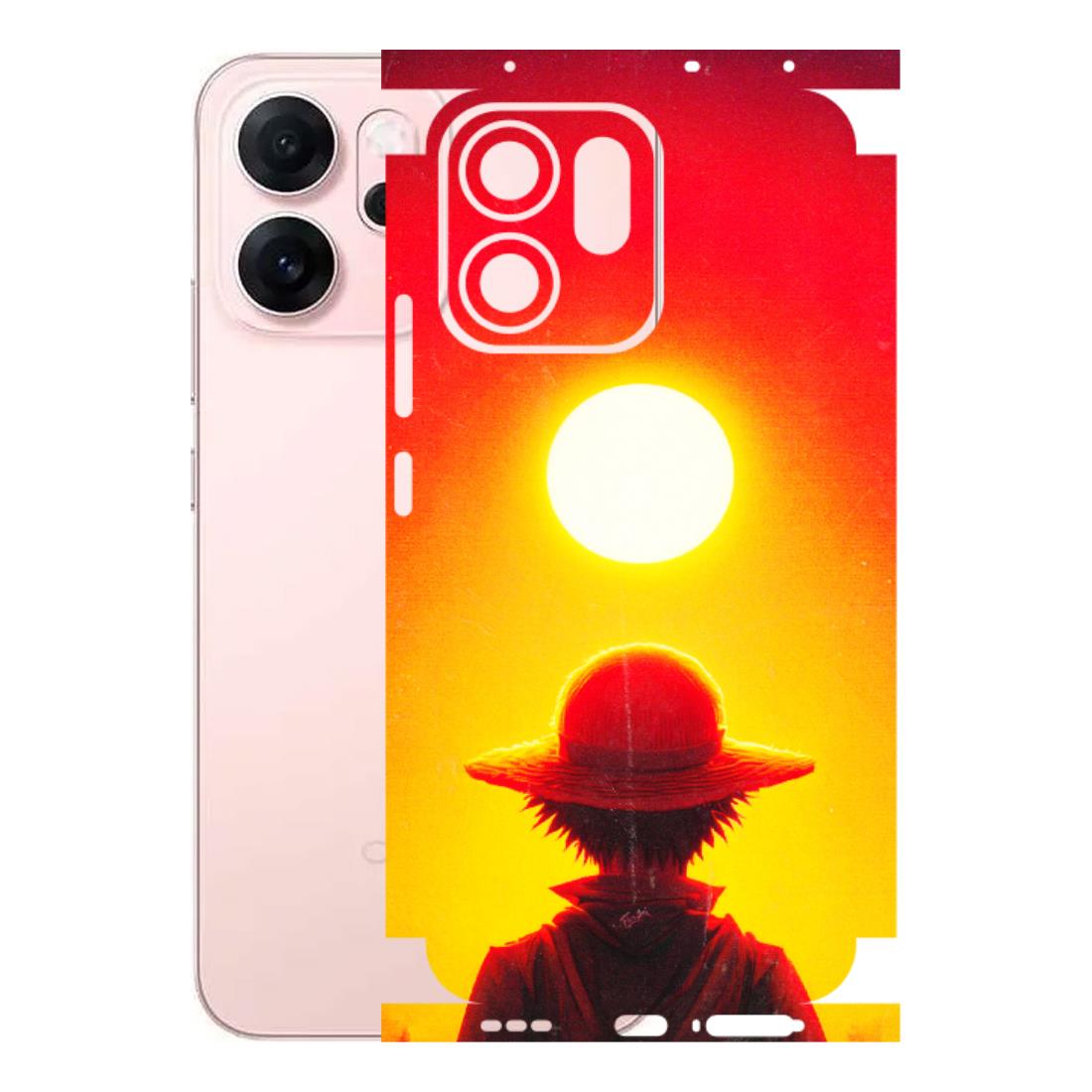 OPPO Phone Skins 2025 (All Models) - Cool Sunset With Monkey D.Luffy Anime - 3D Embossed Finish (L-329) Oppp Reno 14F 5G