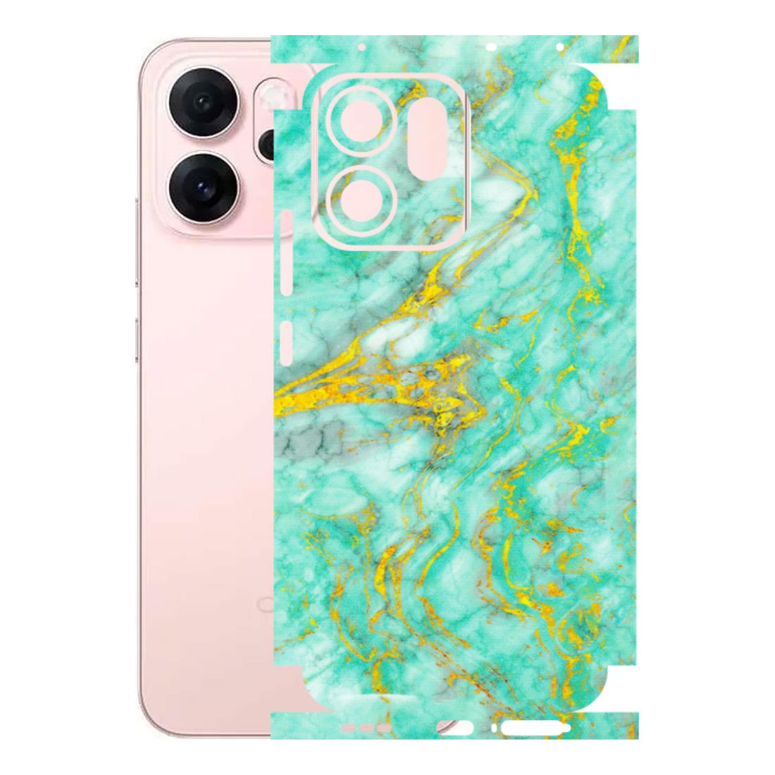 OPPO Phone Skins 2025 (All Models) - Green And Gold Marble Feel - Matte Finish (M-16) Oppp Reno 14F 5G