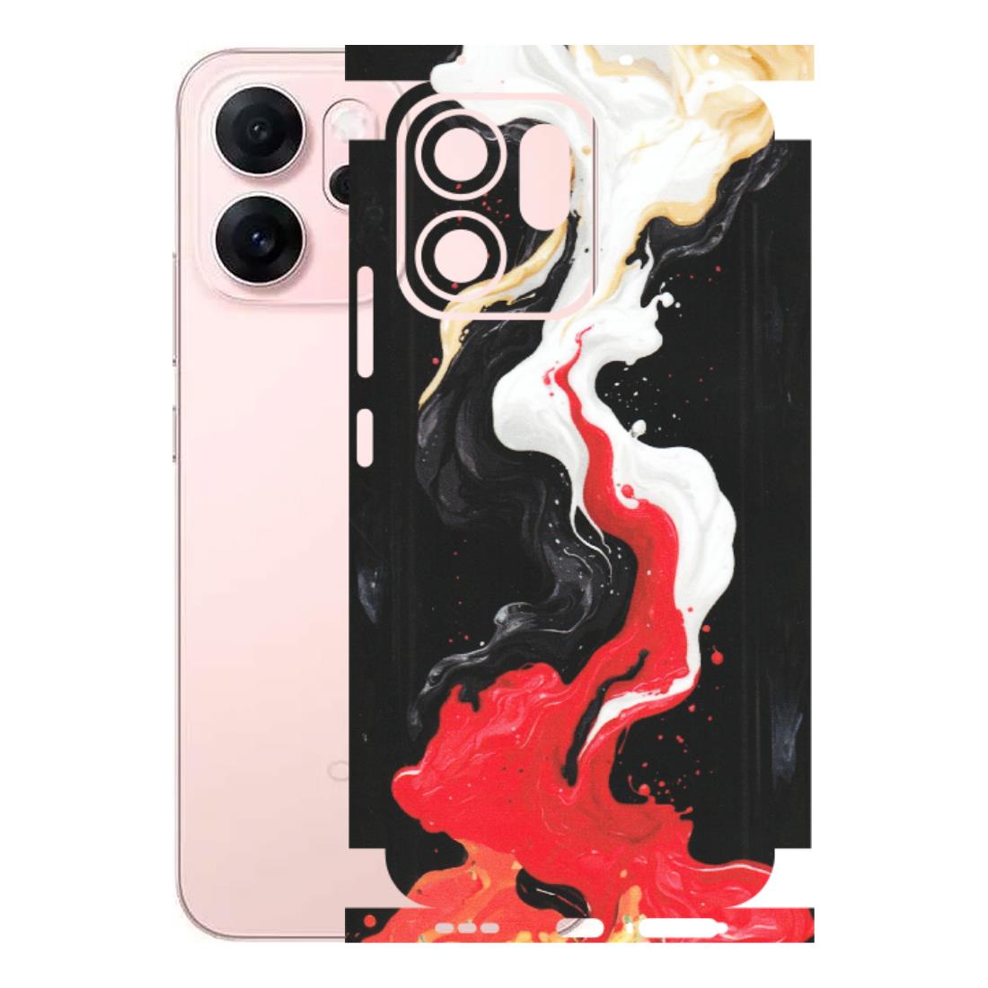 OPPO Phone Skins 2025 (All Models) - Black Red White Paint Splash Fusion - Matte Finish (M-56) Oppp Reno 14F 5G