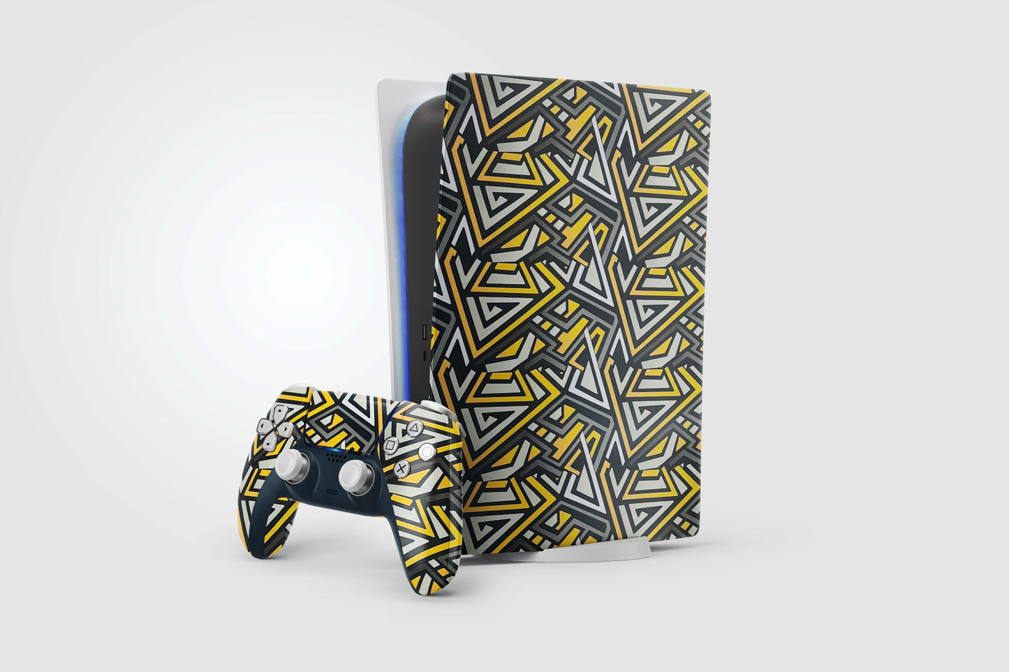 Yellow And Grey Zig Zag Play Station 5 Matte Finish Skin