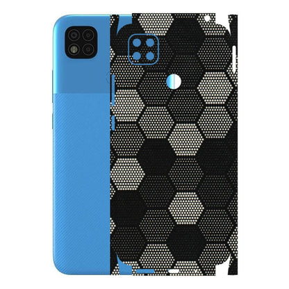 POCO Phone Skins (All Models) - Black & White Dotted Honeycomb Texture - 3D Embossed Finish (L-202) Poco C31
