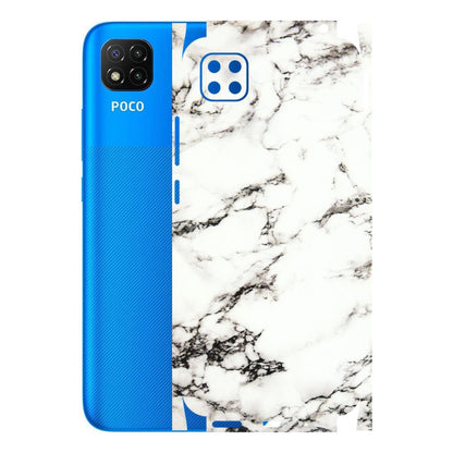 POCO Phone Skins (All Models) - Black and White Marble Texture - 3D Embossed Finish (L-124) Poco C3