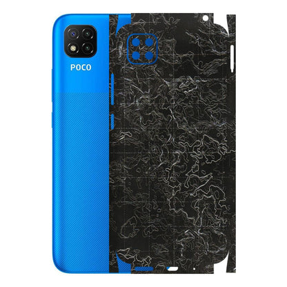 POCO Phone Skins (All Models) - Black map Texture - 3D Embossed Finish (L-201) Poco C3