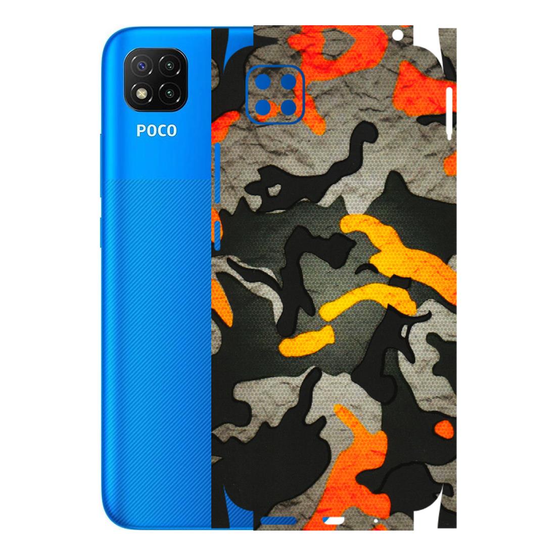 POCO Phone Skins (All Models) - Orange Camouflage - 3D Embossed Finish (L-204) Poco C3