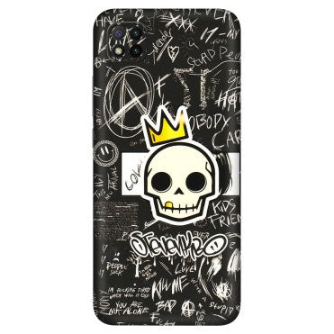 POCO Phone Skins (All Models) - Funny Skull Black Chalk Grafitti - 3D Embossed Finish (L-22) Poco C3