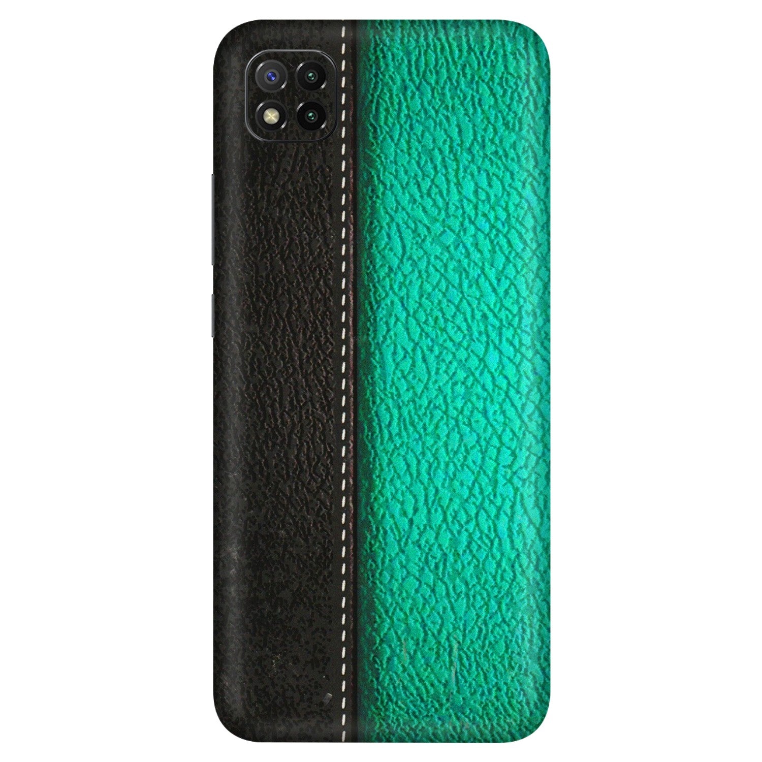 POCO Phone Skins (All Models) - Black Green Dual  Leather Stich - 3D Embossed Finish (L-233) Poco C3