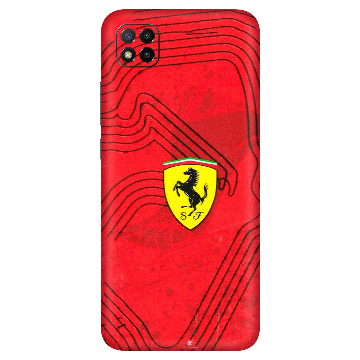 POCO Phone Skins (All Models) - Red Ferrari Logo Stylish - 3D Embossed Finish (L-238) Poco C3