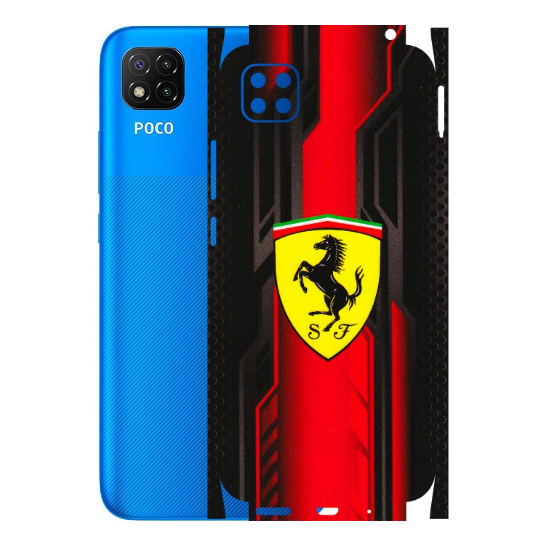 POCO Phone Skins (All Models) - Black Ferrari Logo - 3D Embossed Finish (L-253) Poco C3