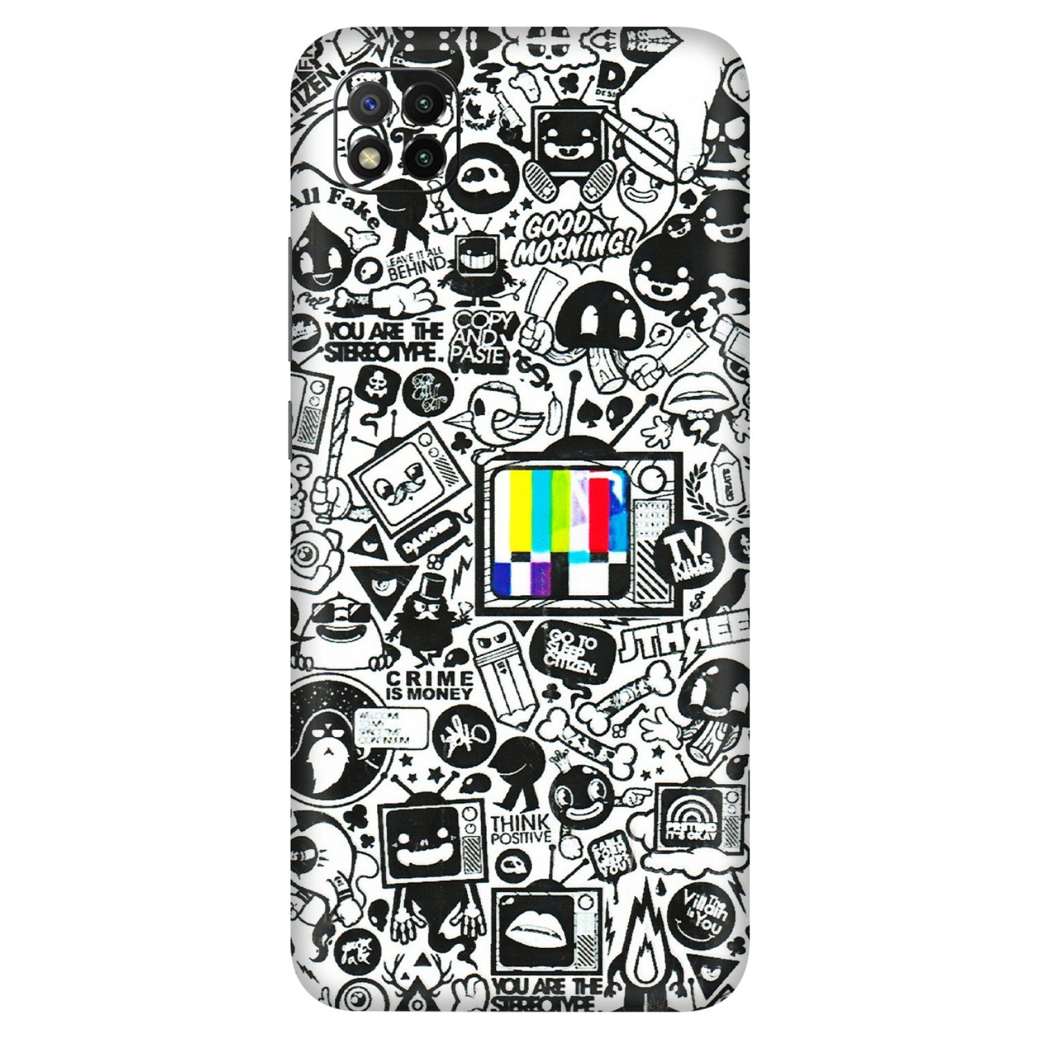 POCO Phone Skins (All Models) - Doodles Positive Art - 3D Embossed Finish (L-263) Poco C3