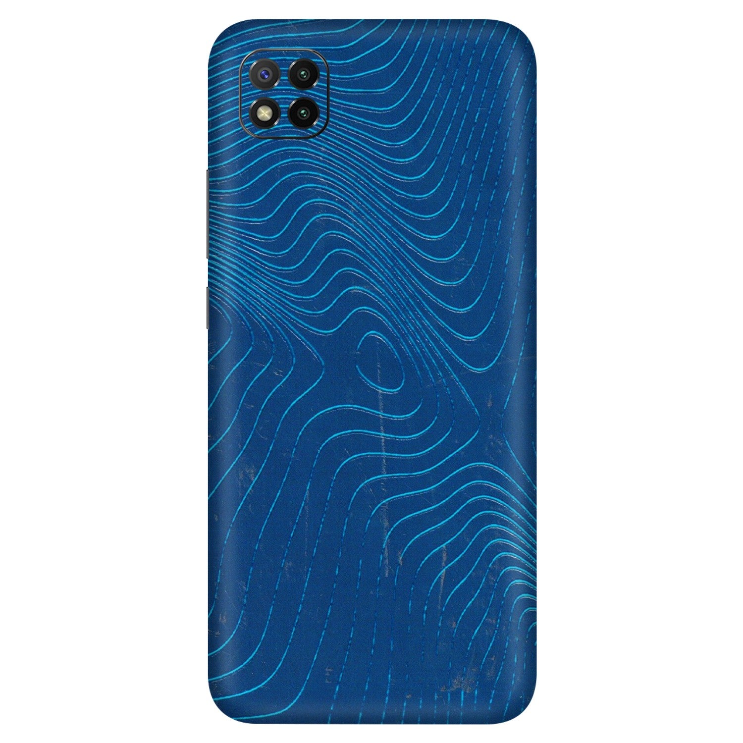 POCO Phone Skins (All Models) - Abstract Blue Line Map - 3D Embossed Finish (L-272) Poco C3