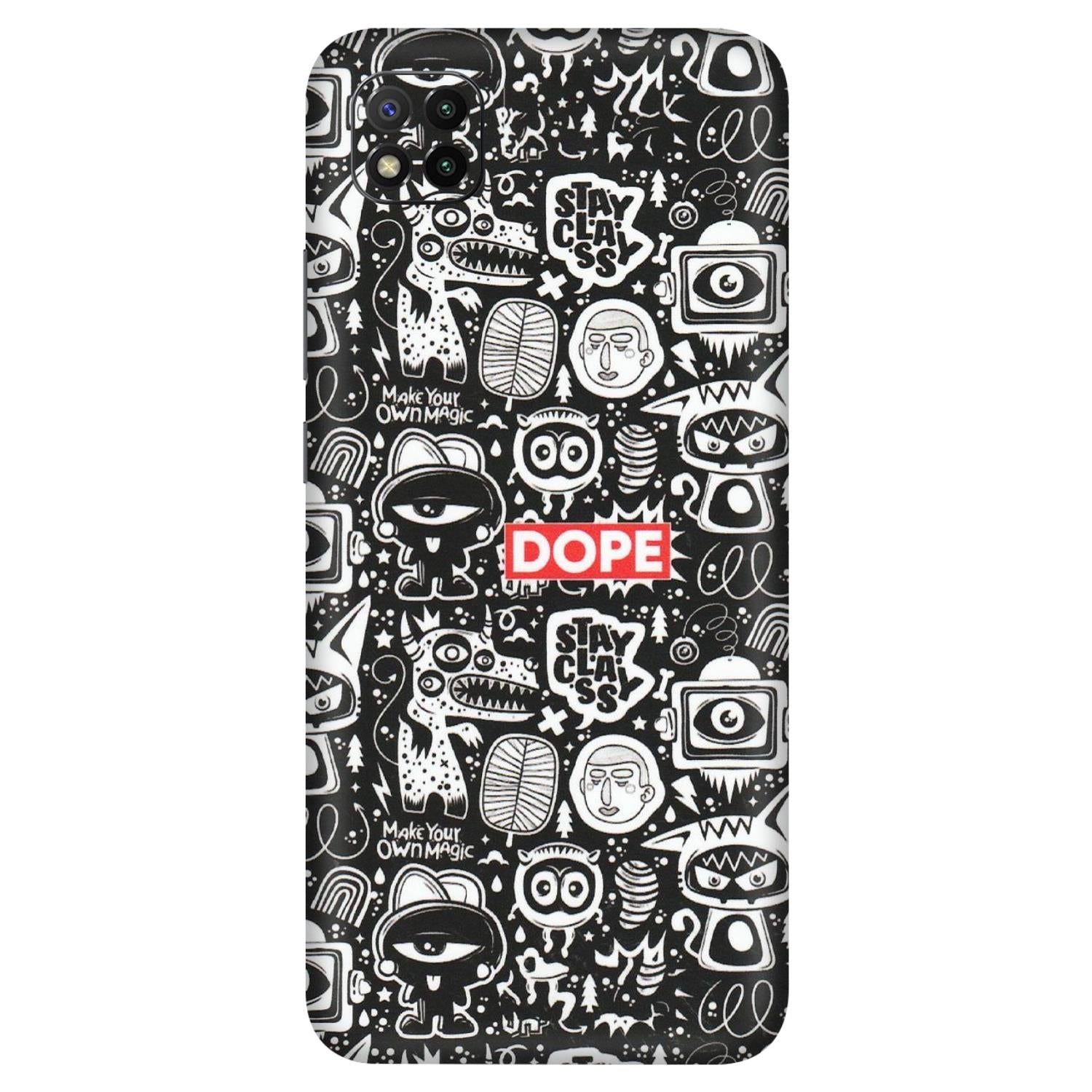 POCO Phone Skins (All Models) - Dope Stay Classy Black Doodles - Matte Finish (M-126) Poco C3