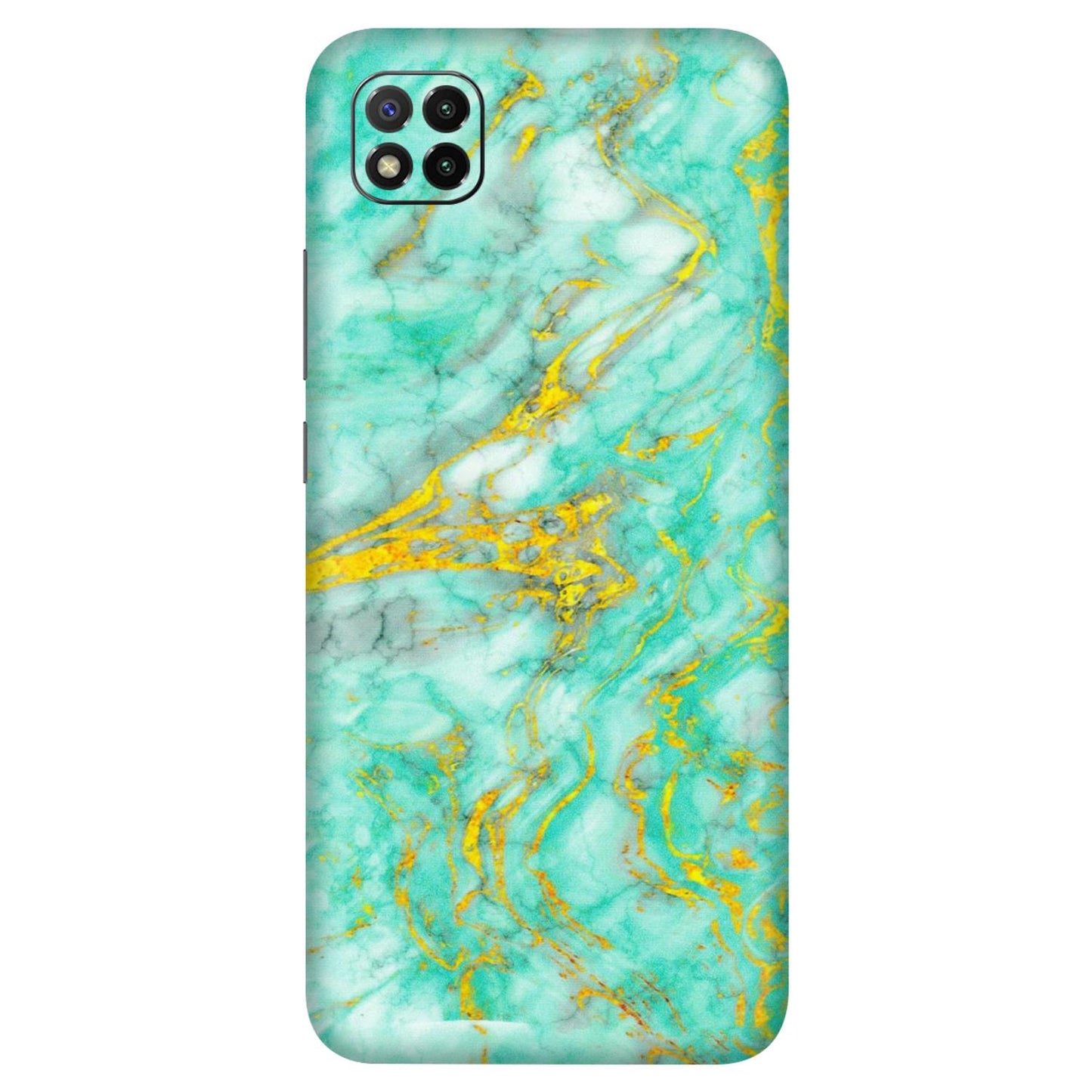 POCO Phone Skins (All Models) - Green And Gold Marble Feel - Matte Finish (M-16) Poco C3
