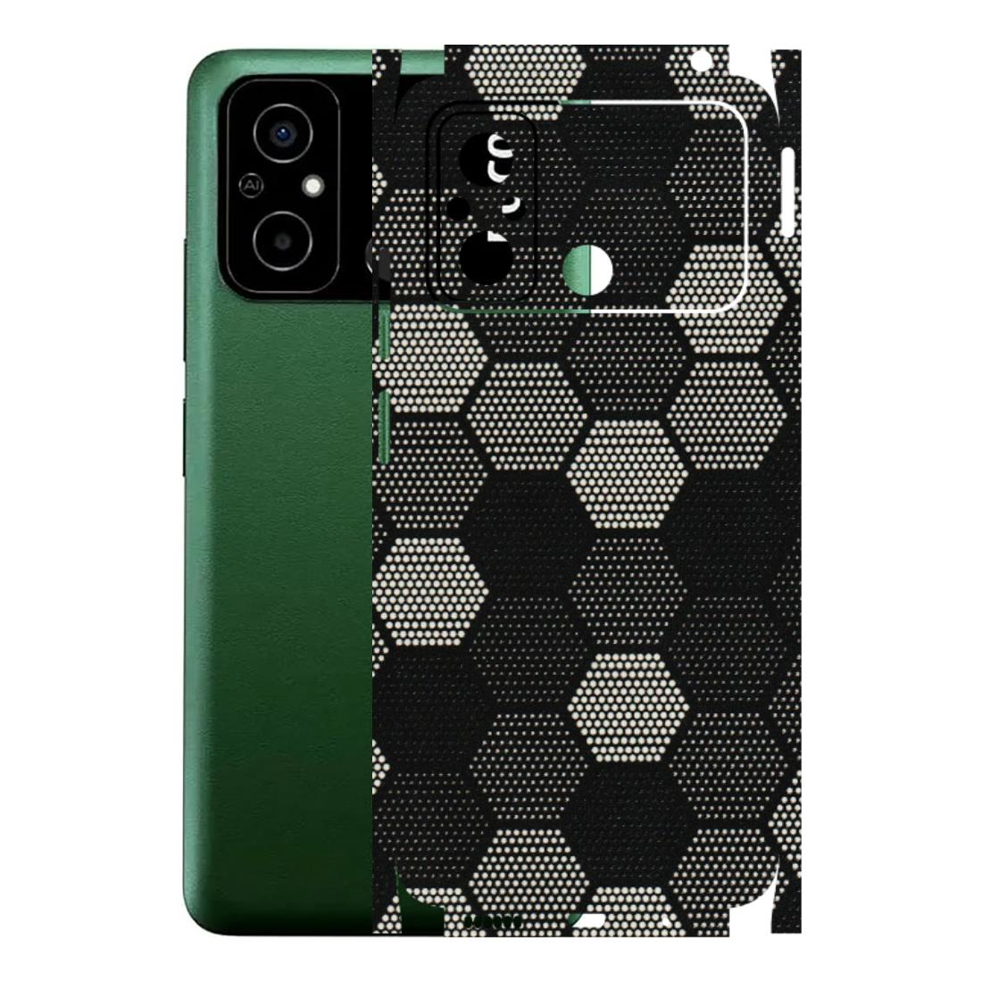 POCO Phone Skins (All Models) - Black & White Dotted Honeycomb Texture - 3D Embossed Finish (L-202) Poco C55