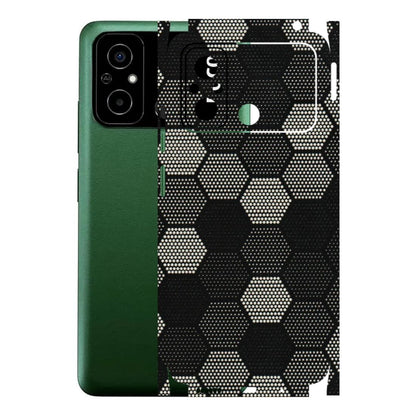 POCO Phone Skins (All Models) - Black & White Dotted Honeycomb Texture - 3D Embossed Finish (L-202) Poco C55