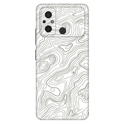 POCO Phone Skins (All Models) - White Black Swirls - 3D Embossed Finish (L-219) Poco C55