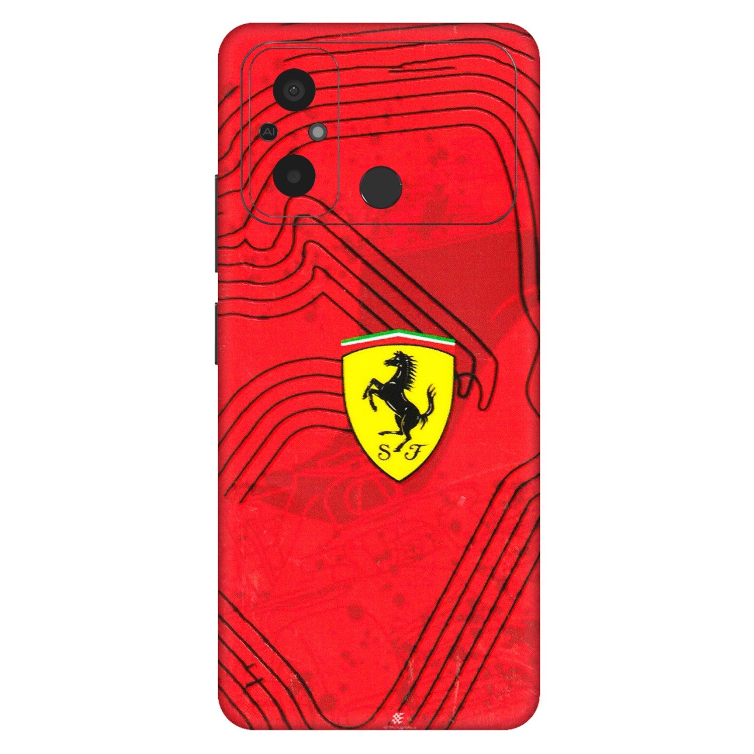 POCO Phone Skins (All Models) - Red Ferrari Logo Stylish - 3D Embossed Finish (L-238) Poco C55