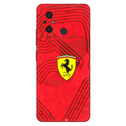 POCO Phone Skins (All Models) - Red Ferrari Logo Stylish - 3D Embossed Finish (L-238) Poco C55