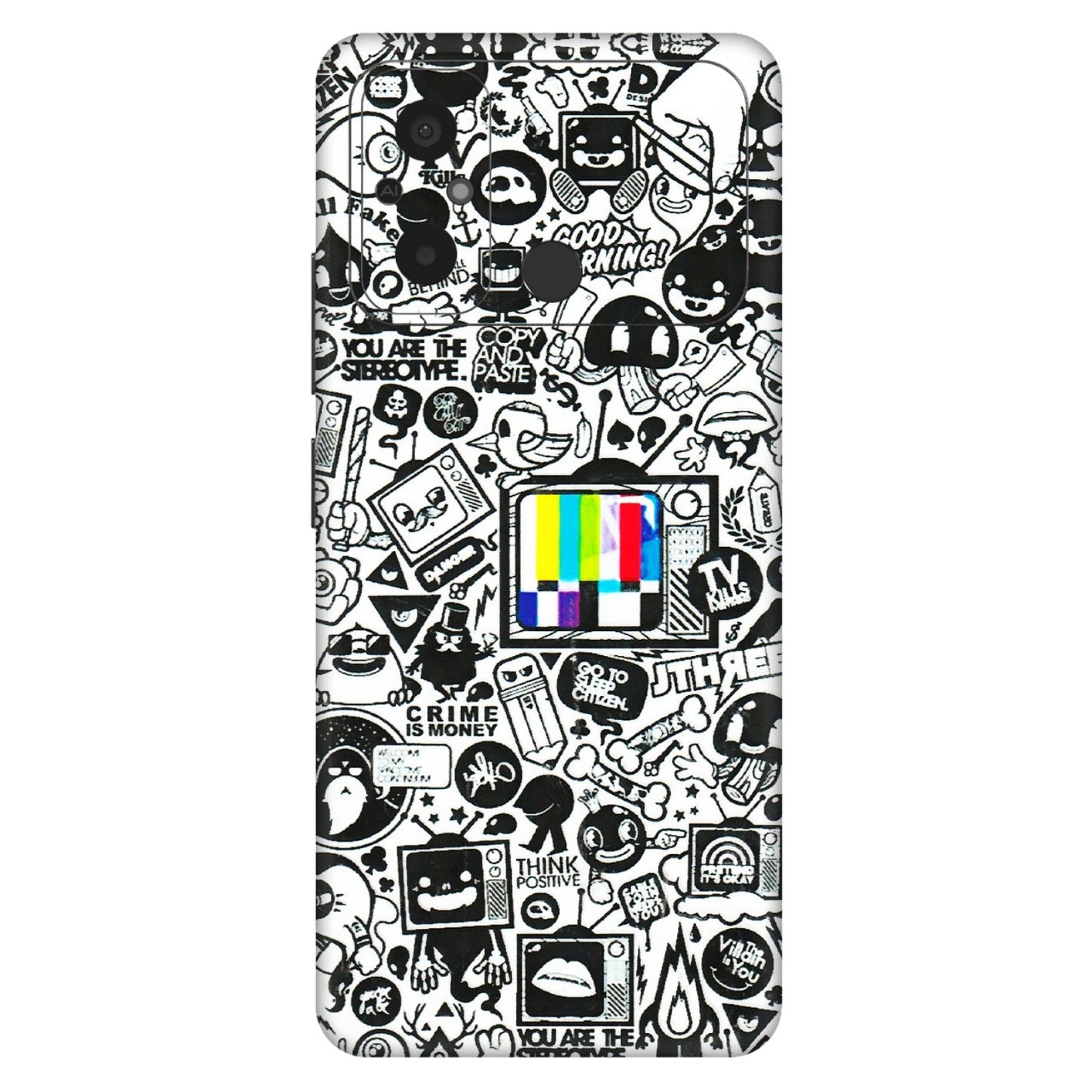 POCO Phone Skins (All Models) - Doodles Positive Art - 3D Embossed Finish (L-263) Poco C55