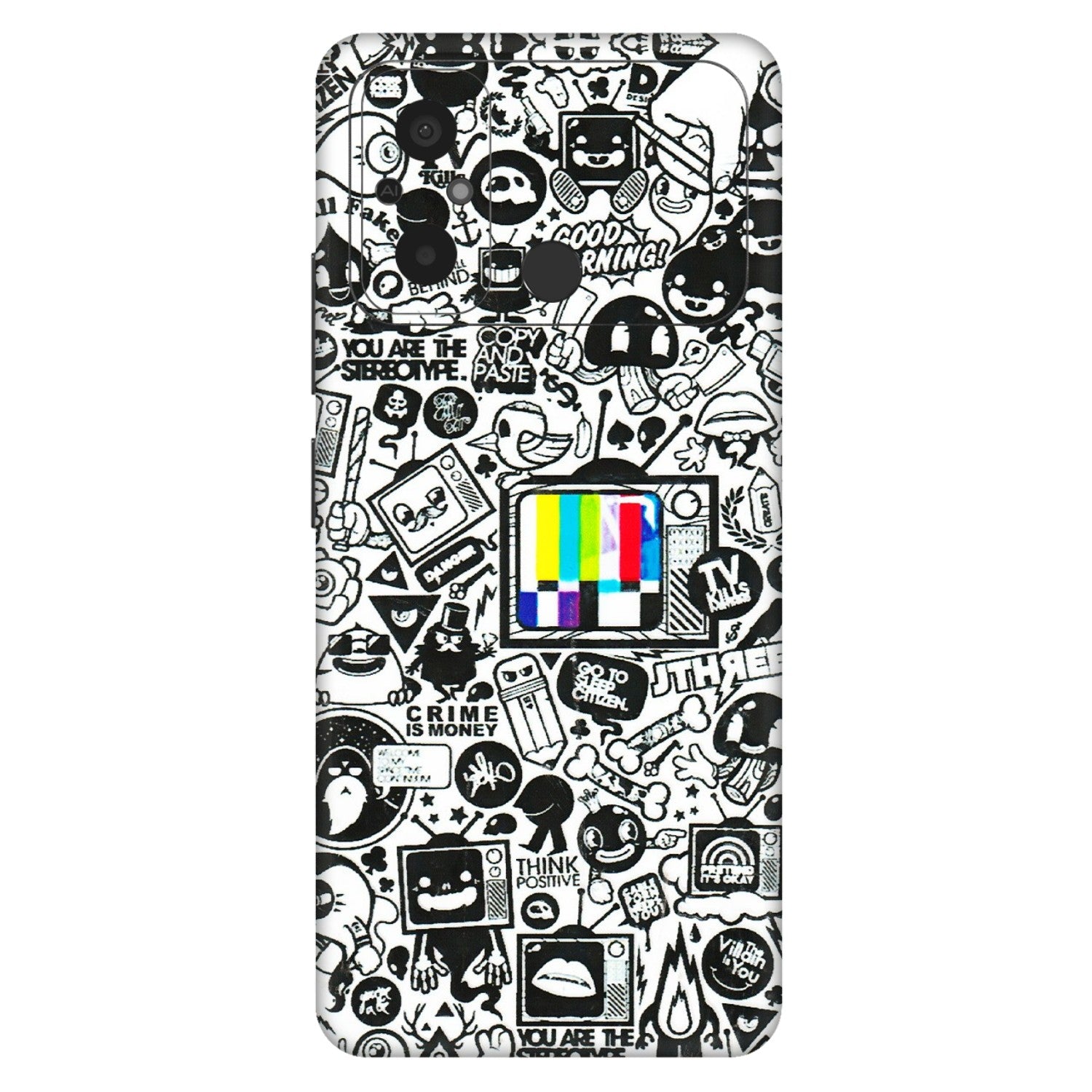 POCO Phone Skins (All Models) - Doodles Positive Art - 3D Embossed Finish (L-263) Poco C55