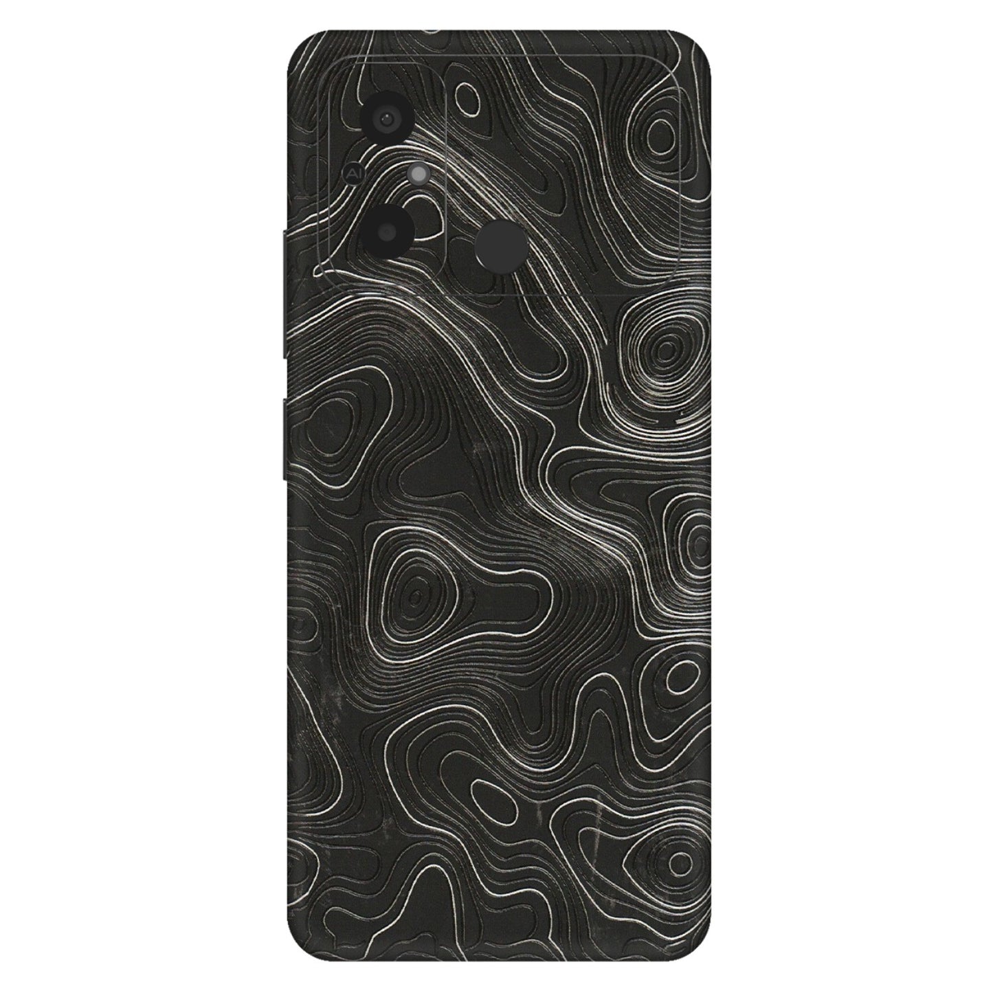 POCO Phone Skins (All Models) - Abstract White Line Map - 3D Embossed Finish (L-269) Poco C55