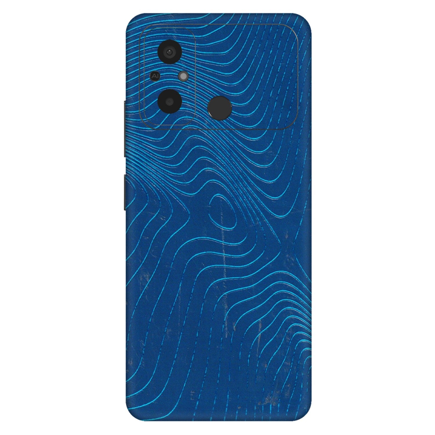 POCO Phone Skins (All Models) - Abstract Blue Line Map - 3D Embossed Finish (L-272) Poco C55