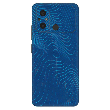 POCO Phone Skins (All Models) - Abstract Blue Line Map - 3D Embossed Finish (L-272) Poco C55