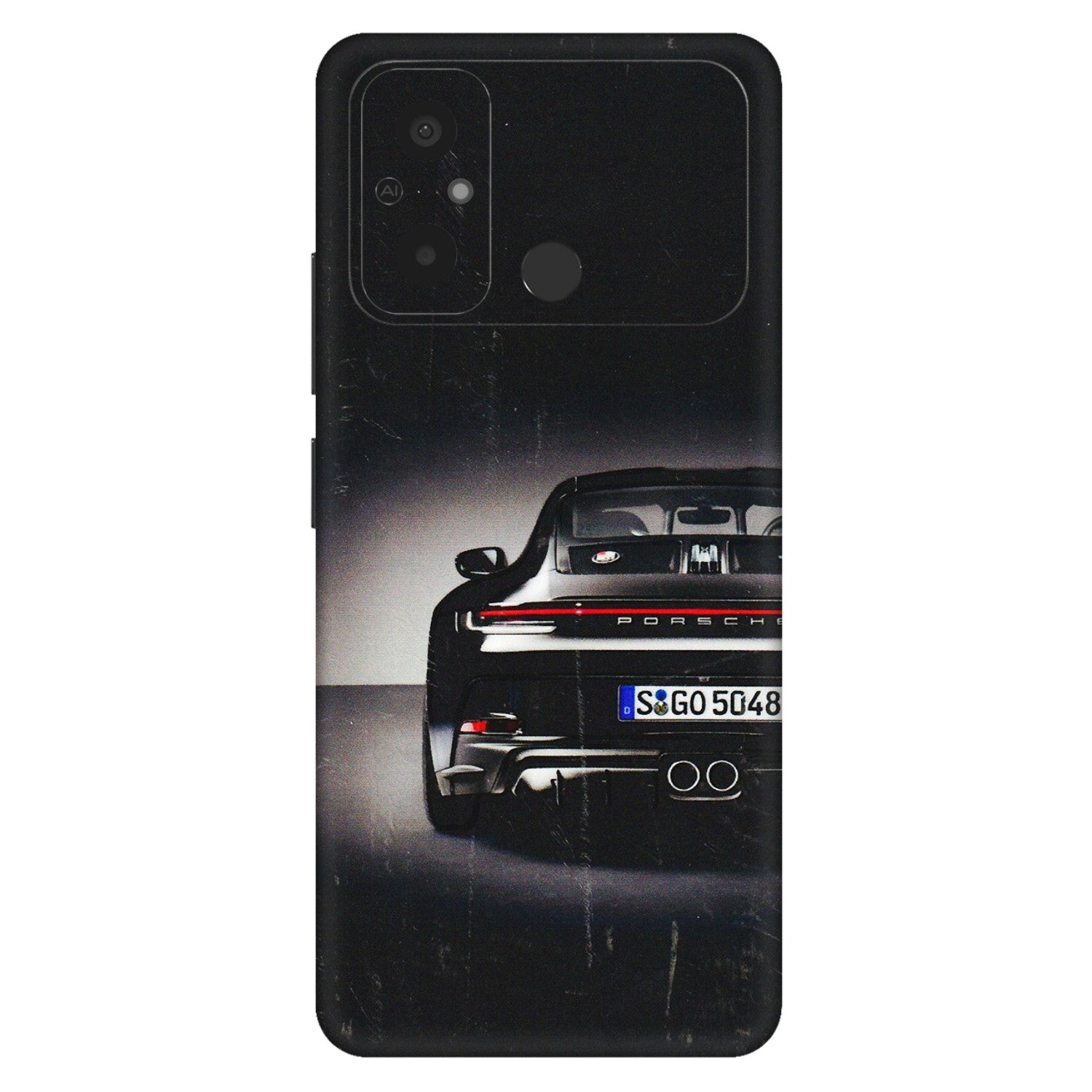 POCO Phone Skins (All Models) - New Black Porsche GT3 - 3D Embossed Finish (L-327) Poco C55
