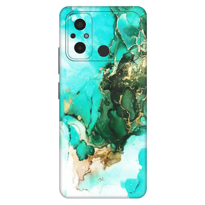 POCO Phone Skins (All Models) - The Blue Gold Marble - Matte Finish (M-124) Poco C55