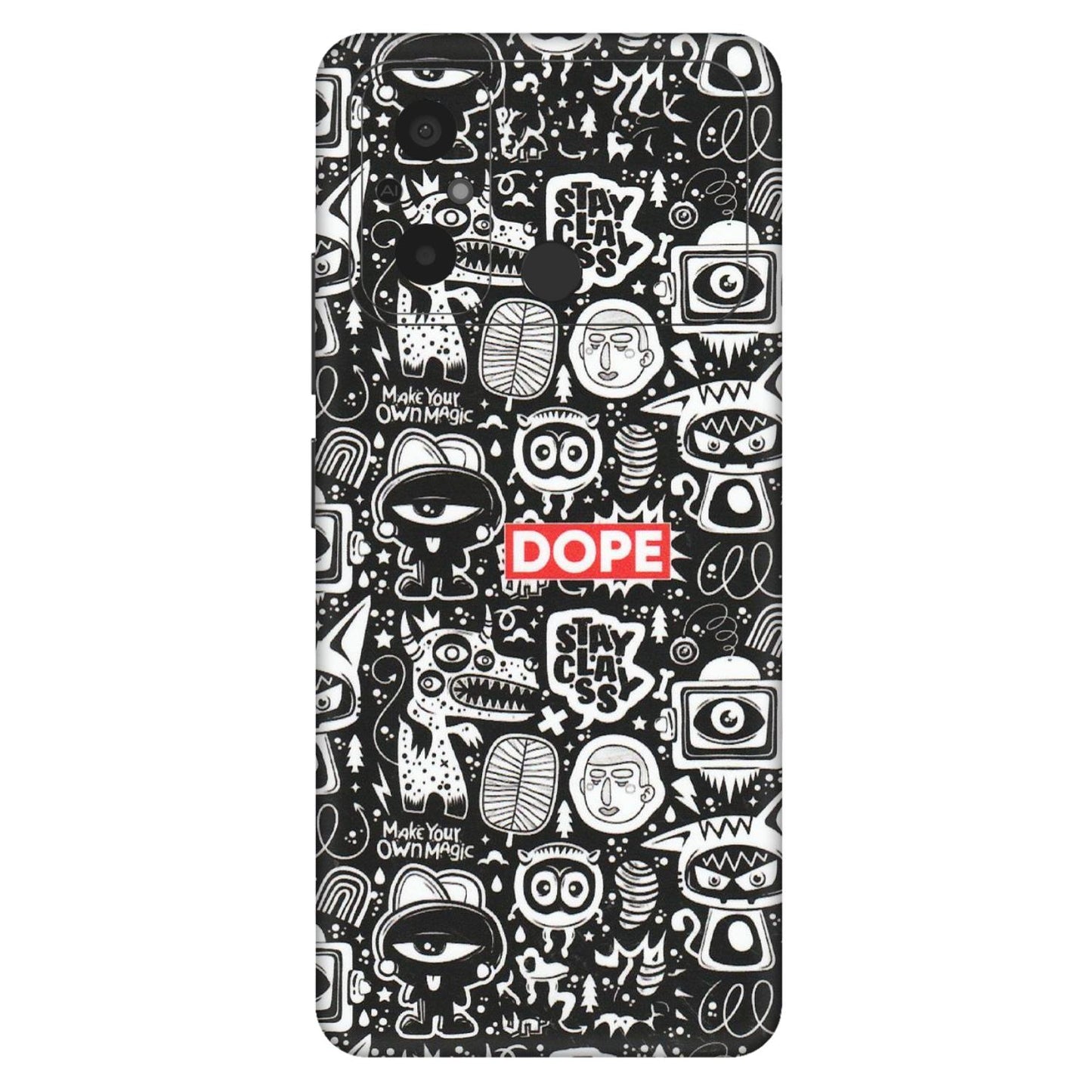 POCO Phone Skins (All Models) - Dope Stay Classy Black Doodles - Matte Finish (M-126) Poco C55