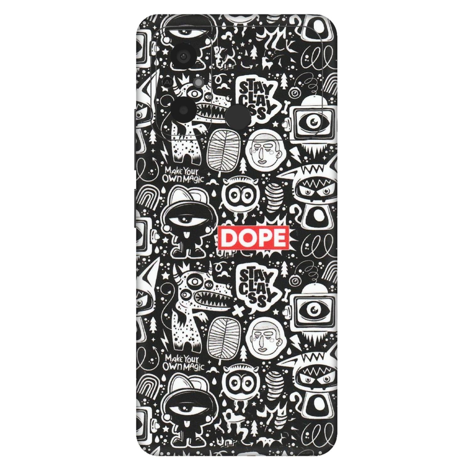 POCO Phone Skins (All Models) - Dope Stay Classy Black Doodles - Matte Finish (M-126) Poco C55