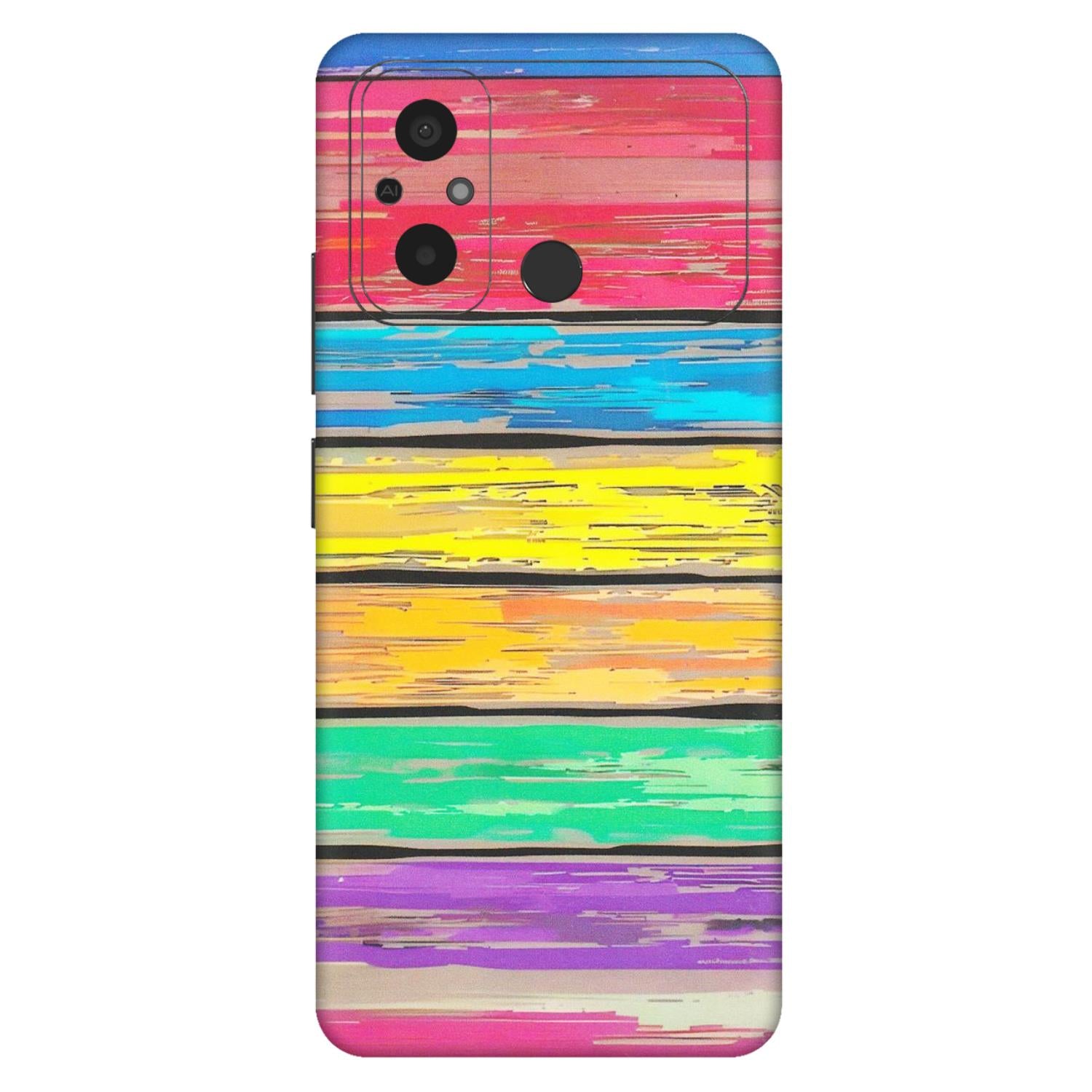 POCO Phone Skins (All Models) - Multi Colour Wooden Wall - Matte Finish (M-96) Poco C55