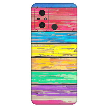POCO Phone Skins (All Models) - Multi Colour Wooden Wall - Matte Finish (M-96) Poco C55