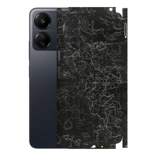 POCO Phone Skins (All Models) - Black map Texture - 3D Embossed Finish (L-201) Poco C65