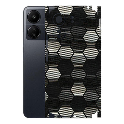POCO Phone Skins (All Models) - Black & White Dotted Honeycomb Texture - 3D Embossed Finish (L-202) Poco C65