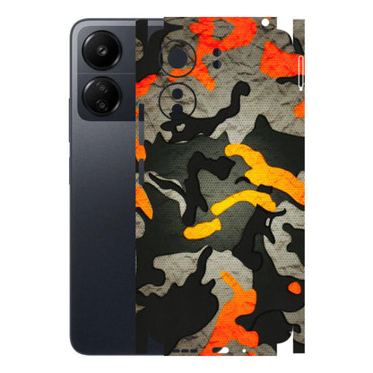 POCO Phone Skins (All Models) - Orange Camouflage - 3D Embossed Finish (L-204) Poco C65