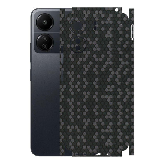 POCO Phone Skins (All Models) - Black Grey Honeycomb Sober - 3D Embossed Finish (L-85) Poco C65
