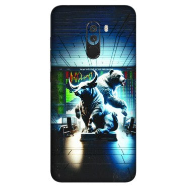 POCO Phone Skins (All Models) - Stock Market Sensex Bear vs Bulls - 3D Embossed Finish (L-15) Poco F1