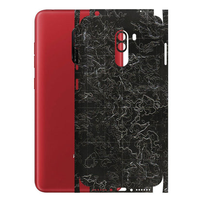 POCO Phone Skins (All Models) - Black map Texture - 3D Embossed Finish (L-201) Poco F1