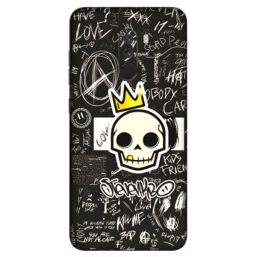 POCO Phone Skins (All Models) - Funny Skull Black Chalk Grafitti - 3D Embossed Finish (L-22) Poco F1