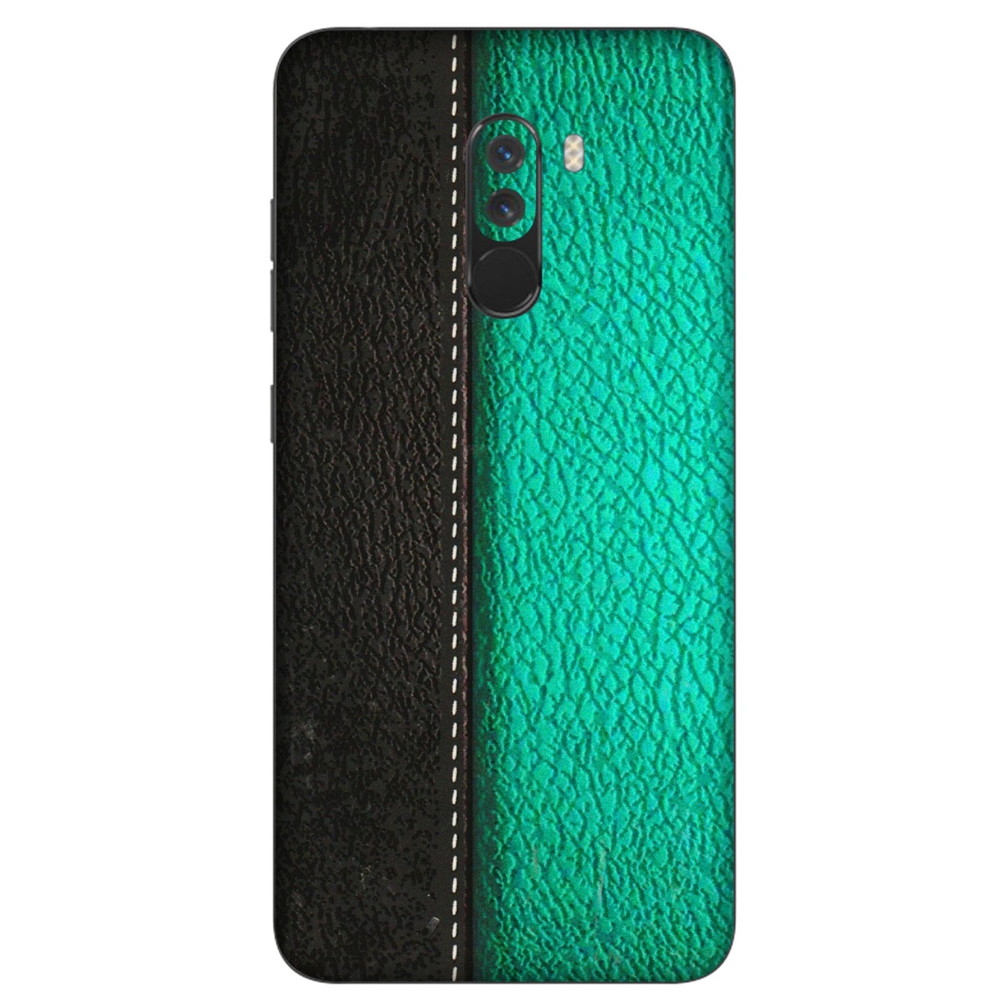 POCO Phone Skins (All Models) - Black Green Dual  Leather Stich - 3D Embossed Finish (L-233) Poco F1