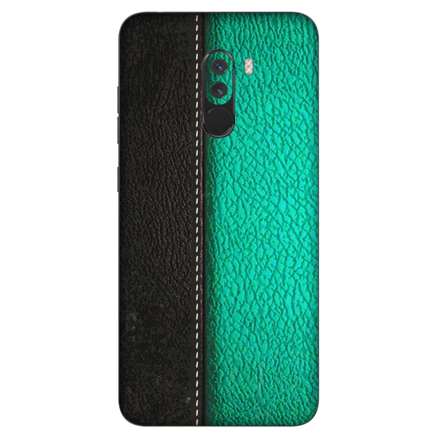 POCO Phone Skins (All Models) - Black Green Dual  Leather Stich - 3D Embossed Finish (L-233) Poco F1