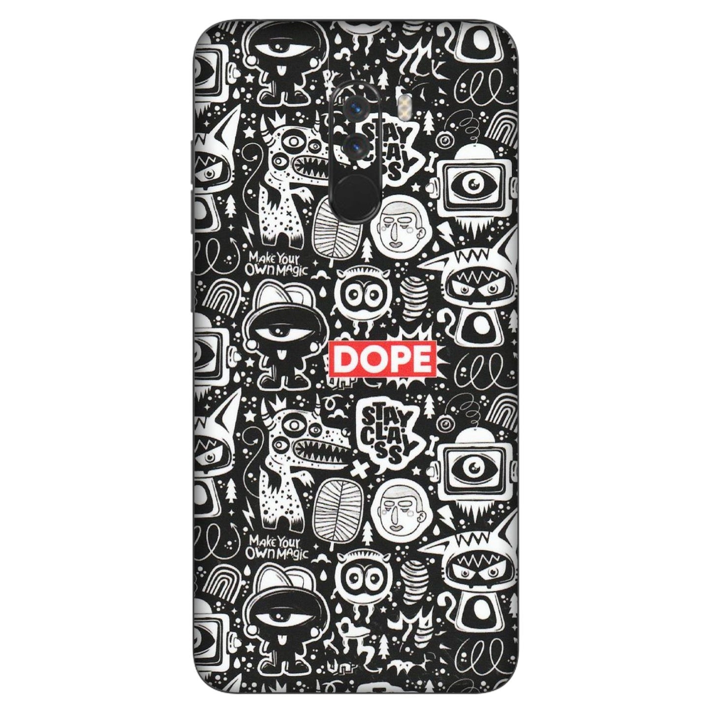 POCO Phone Skins (All Models) - Dope Stay Classy Black Doodles - Matte Finish (M-126) Poco F1